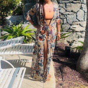 Flowered Maxi Coverup